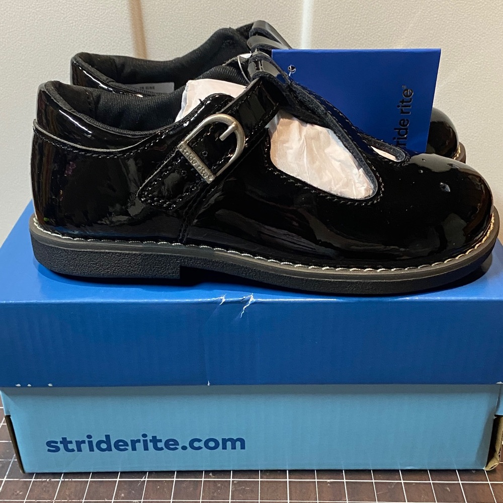 Stride Rite Shiny Black Dress Shoes for Kids